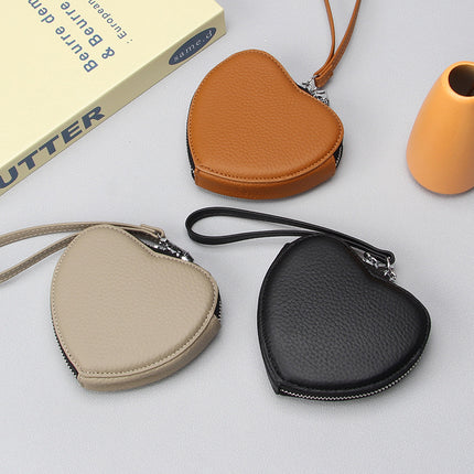 Genuine Leather Coin Purse Women's Korean Style New Arrival Cute Hand Carrying Love Bag Coin Lipstick Earphone Storage Small Wallet