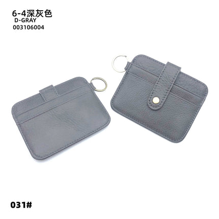 Vintage Oil Wax Leather Buckle Genuine Leather Card Holder Men's Multifunctional Cowhide Women's Coin Purse with Key Ring Driver's License Holder