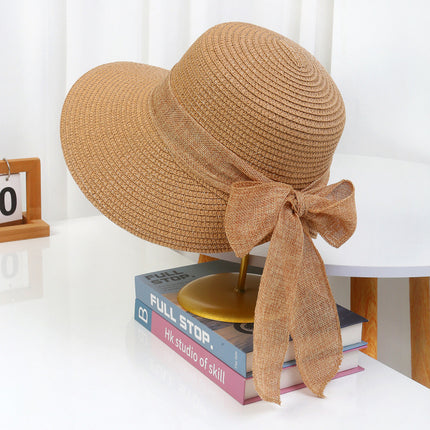[Great Value] French Style Socialite Flat Top Hat 2025 New Summer Elegant Pearl String Sunshade Woven Straw Hat