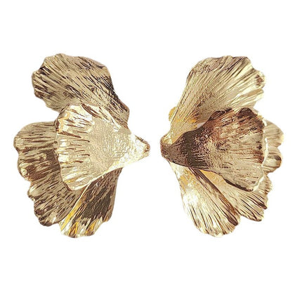 ZA Retro Light Luxury Style Gold Leaf Exaggerated Design Sense Multi-layer Flower Leaf Ginkgo Leaf Advanced Sense Personalized Earrings