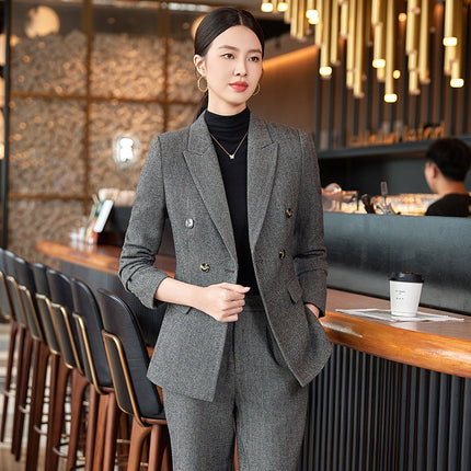 Professional Suit, Feminine Long-Sleeved Suit and Trousers, Autumn and Winter Beautician Hotel Front Desk Work Clothes, Jewelry Store Uniform