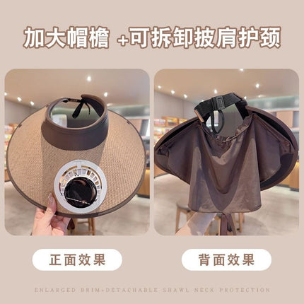 Summer Sun Hat with Fan to Cover Face, Uv Sun Protection Hat, Large Brim Empty Top Hat, Sun Hat for Women, Fashionable Charging Hat