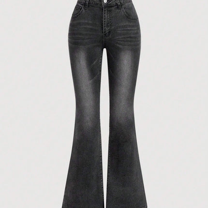 Cross-Border Black Bell-Bottom Pants with Bowknot Decoration, Slim Fit and Stretchy Fabric, Fashionable Women's Flared Jeans