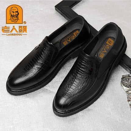 Old man's head leather shoes men's head layer leather Korean version of business casual single shoes new formal wear office men's shoes a generation