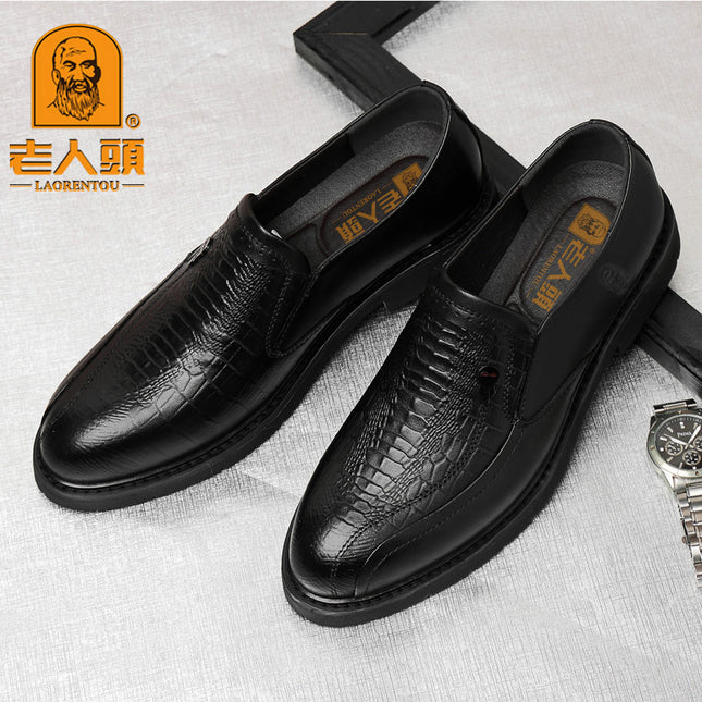 Old man's head leather shoes men's head layer leather Korean version of business casual single shoes new formal wear office men's shoes a generation