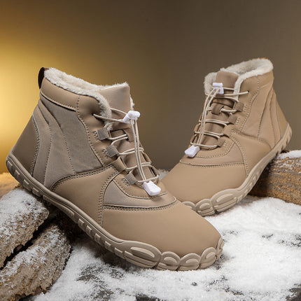 Waterproof Snow Boots for Men and Women in Winter Fleece-Lined to Heattech Couples High-Top Sports Shoes Short Boots Cold-Proof Five-Finger Hiking Shoes