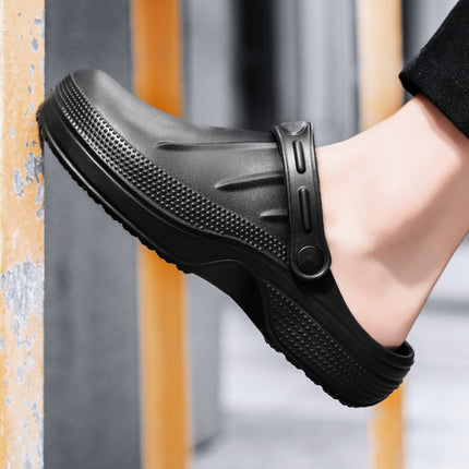 Cross-Border Style Men's Slippers, Closed-Toe Chef Kitchen Non-Slip Oil-Resistant Leather Shoes, Work Shoes, Dual-Purpose Sandals, Casual