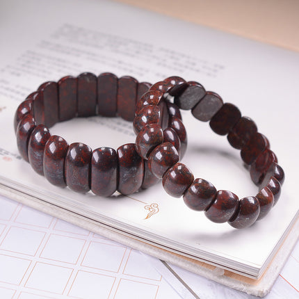 Natural Bloodstone Old-Style Bead Bracelet for Men and Women, Red Meteorite Bracelet, Bloodstone Jade Live Supply