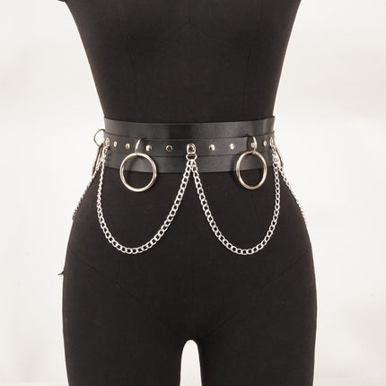 Cross-border Europe and the United States Harajuku concave shape corset multi-layer tassel chain belt sexy exaggerated waist chain belt belt