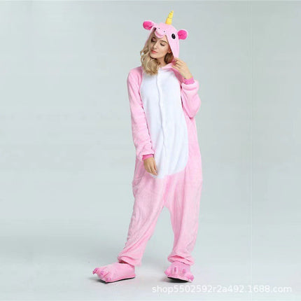 Mixed batch autumn and winter flannel cartoon one-piece pajamas home performance clothes toilet version adult home clothes pajamas