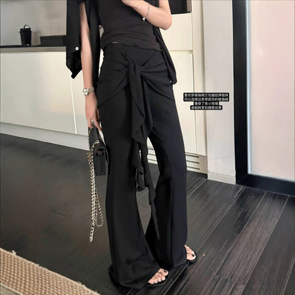 Superniniy Modal Butt Curtain Flared Yoga Pants Cover the Crotch, Slimming Look and Long Legs, Mid-Waist Pants for Women Summer
