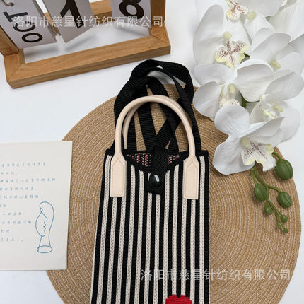 Girl's Heart-Shaped Knitted Crossbody Bag
