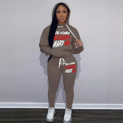 Fashion Joker Fall/Winter Sweat Pants Two-Piece Set Letter Print