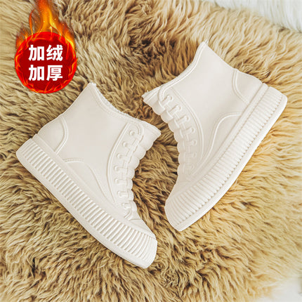 Cross-Border Rain Boots, Winter Velvet Warm Water Shoes, Women's Fashionable Short Rain Boots, Car Wash Kitchen Non-Slip Waterproof Rubber Shoes