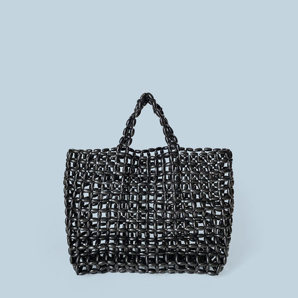 South Korea Ins Niche Design Wooden Bead Bag Handmade Woven Bag Underarm Bag Shoulder Bag Hollow Bag Holiday Beach Bag