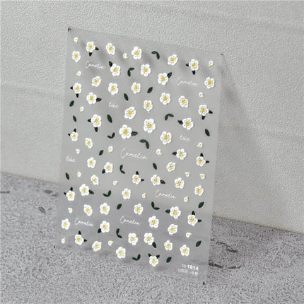 Camellia Manicure Stickers Tomoni Embossed Adhesive Waterproof Cute Little Yellow Flower Nail Stickers Manicure Accessories