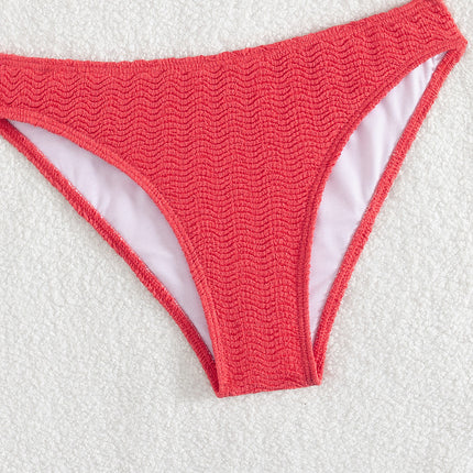 New Foreign Trade Bikini Sexy Swimsuit Women's Red Underwire Push-Up High Waist Bikini Cross-Border European and American Swimwear