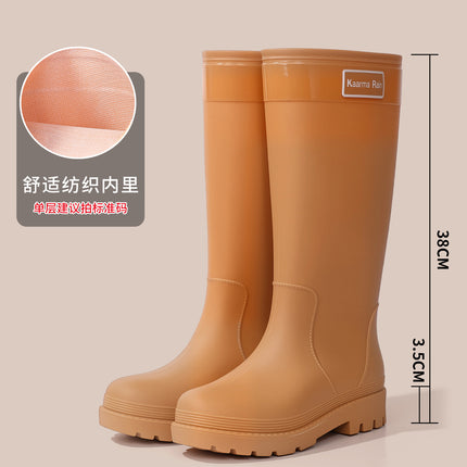 Japanese and Korean Fashion Rain Boots, Extra Tall Red Drawstring Rubber Shoes, Height-Increasing Slimming Rain Boots, Waterproof Outdoor Slip-On Water Shoes, Water Boots