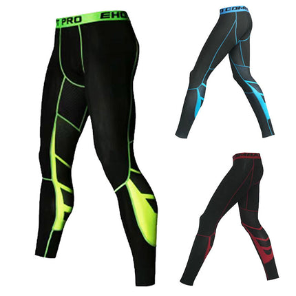 Fitness Trousers Men's Fitness Running Basketball Printed Tight Ankle-length Pants Men's Sweat Absorbing High Elastic Quick-drying Compression Pants Spot