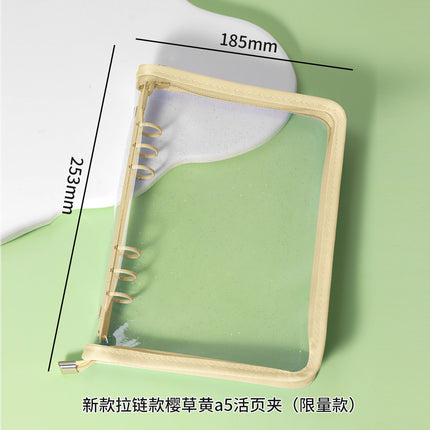 Japanese A5 Transparent Loose-leaf Black Glitter Zipper 6-hole Notebook Ins Style Star Chaser Ledger PVC Case