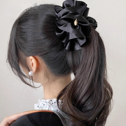 French-Style Bubble Pleated Banana Clip for Women 2025 New Model, Back-Of-Head Bun Horizontal Clip to Enhance Hair Volume, Vertical Clip Hairpin Twist Clip