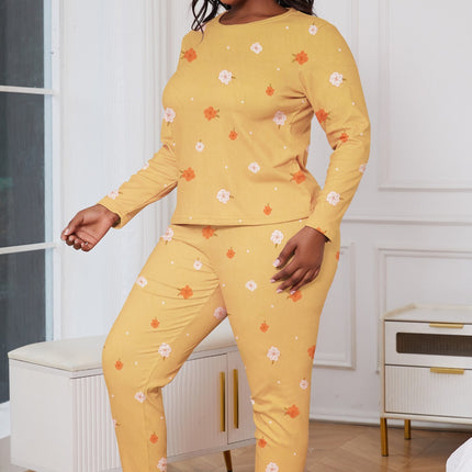 Cross-border plus size Women's Pajamas Pullover Crewneck Autumn and Winter Velvet Casual Simple Warm Printed Home Clothes