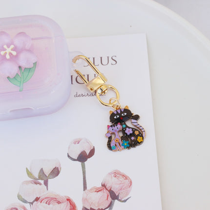 Cross-border New Parent-child Cat Pendant Classic Cat-shaped Cartoon Keychain Bag Decorative Accessories Metal Keychain