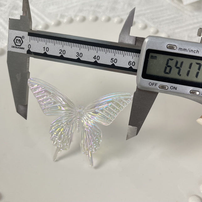 diy Internet celebrity style colorful transparent imitation shell color-plated three-dimensional butterfly ancient style hanfu hair accessories loose beads through hole accessories