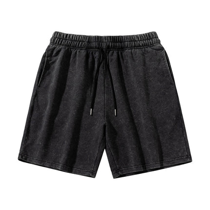 Summer Two-piece Men's Loose Pure Cotton Washable Old Shorts Straight Black Shorts Short-sleeved Shorts