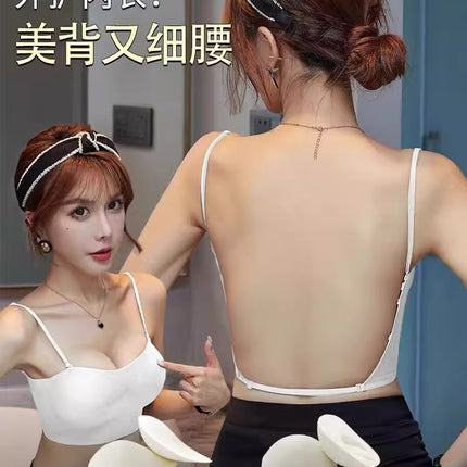 Halter Neck Bra for Women with Small Breasts, Large Breasts, Large U-Shaped Back, Strapless Push-Up Anti-Slip Invisible Bra