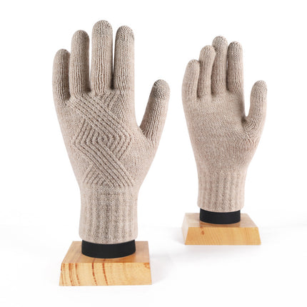 Wool Knitted Touch Screen Gloves Men's and Women's Winter All-match Korean-style Cold-proof Warm-keeping Knitted Gloves for Couple