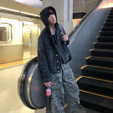 Camouflage Pants New Loose Casual Jeans Korean Style Trendy Versatile Pants Summer Drape Wide-Leg Floor-Length Trousers