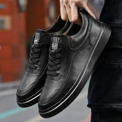 Autumn first layer cowhide men's board leather autumn casual trendy shoes men's leather shoes small white shoes men's trendy low-top