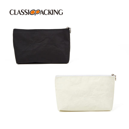 Simple Black and White DuPont Paper Storage Bag Travel Toiletries Storage Bag Portable Waterproof Zipper Cosmetic Bag