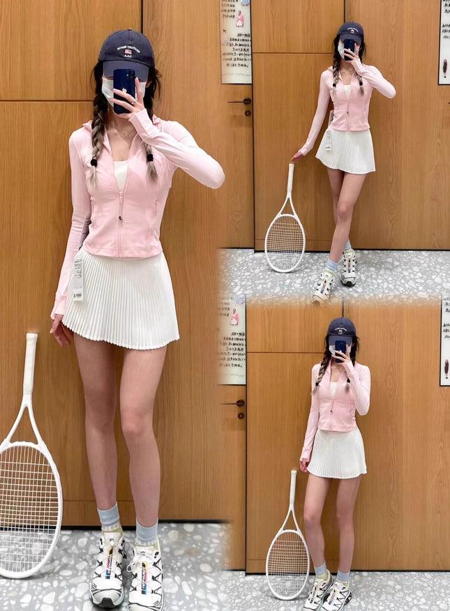 Lulu Same Varsity Women Organ Pleated High Waist Tennis Skirt Quick-drying Wick Pleated Skirt Outdoor Sports