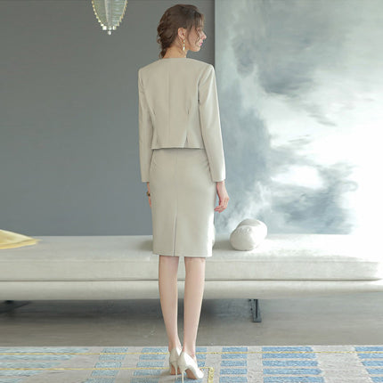 Spring and Autumn New Style Chanel Style Short Small Suit Suit Goddess Style High-end Professional Dress Dress Workplace Work Clothes