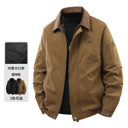 Trendy Outdoor Mountain-Style Men's Fashion Brand Work Jacket with Stand Collar for Outdoor Activities