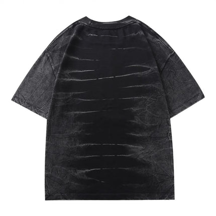 European and American Washed Spray Monkey Gradual Craft Heavy Loose Short-sleeved Unisex T-shirt Top