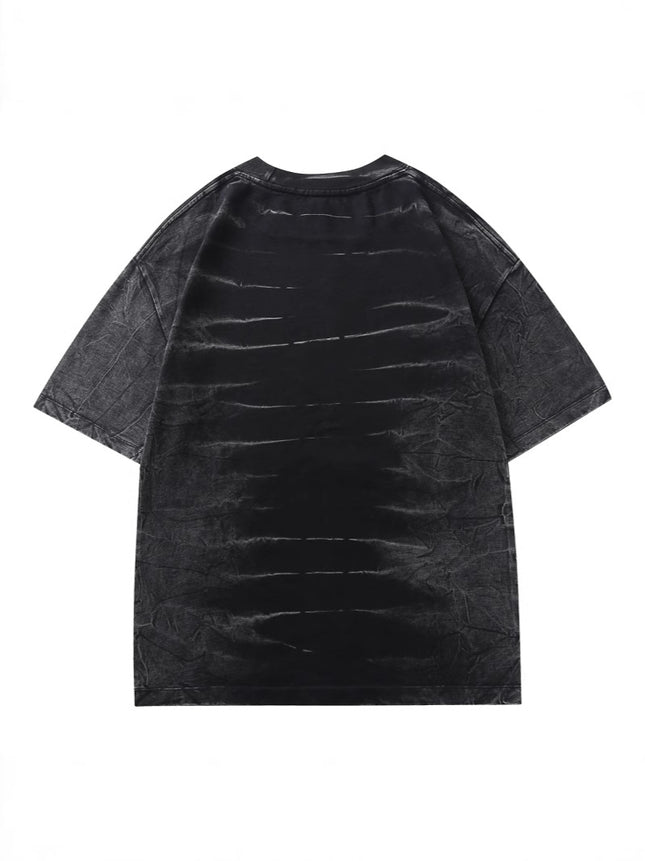 European and American Washed Spray Monkey Gradual Craft Heavy Loose Short-sleeved Unisex T-shirt Top