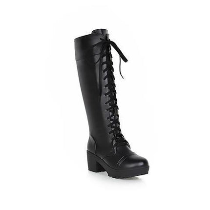 Lolita Princess Boots White Punk Women's Boots Retro Dress Boots 2025 Autumn and Winter Lace-Up High Boots