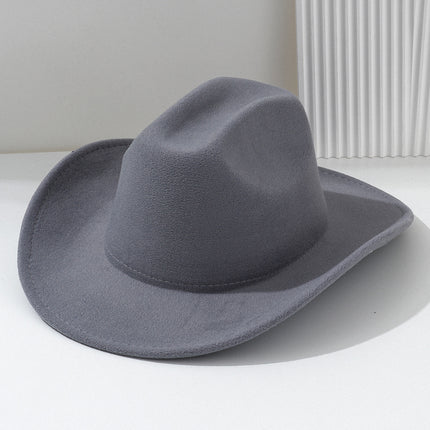 Solid Color Light Board Felt Western Cowboy Hat Outdoor Autum Hat Women's Simple French Hat Men's High-End
