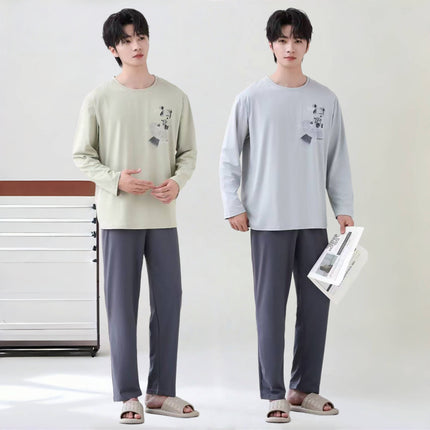 [Sold Out, Check for New Products] 2025 Autumn Pajamas for Men, Long-Sleeved, Loose-Fitting, Casual, Suitable for Wearing Outside as Loungewear
