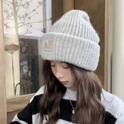 Hat Autumn and Winter Fashion Korean Knitted Hat Piled Big Head Big Brim Wool Hat All-match Face Show Small Warm Cold Hat