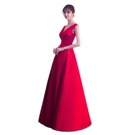 Red Bridal Toast Dress 2025 Summer Thank You Banquet Wine Evening Dress Female Wedding Slim Noble Long Style Female