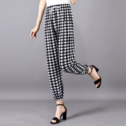 Cross-Border Popular Summer Women's Ice Silk Pants for Middle-Aged and Elderly, Loose Casual Home Pants, Elastic Plus-Size Pants for Square Dancing