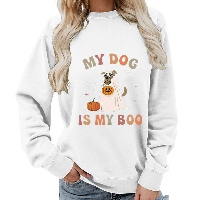 Amazon Cross-border Foreign Trade Source my dog Printed Round Neck Women's Jacket Sweatshirt Jacket Casual Loose European Size