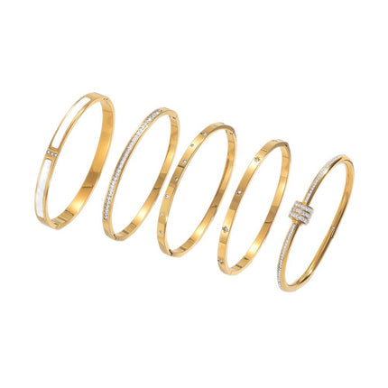 Titanium Steel Bracelet Does Not Fade, Diamond-Encrusted Real Gold Electroplated 18K Gold Stainless Steel Bracelet Douyin Cross-Border Same Style
