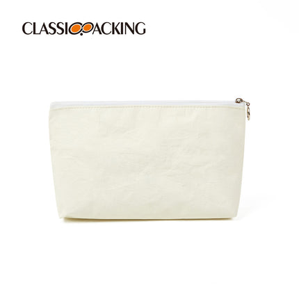Simple Black and White DuPont Paper Storage Bag Travel Toiletries Storage Bag Portable Waterproof Zipper Cosmetic Bag