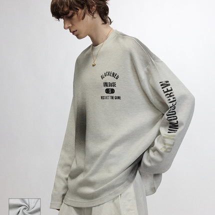# Ovdy New Autumn and Winter Street Fashion Long-Sleeved T-Shirt 250g Waffle Fabric Asymmetrical Spray-Painted Top Trendy