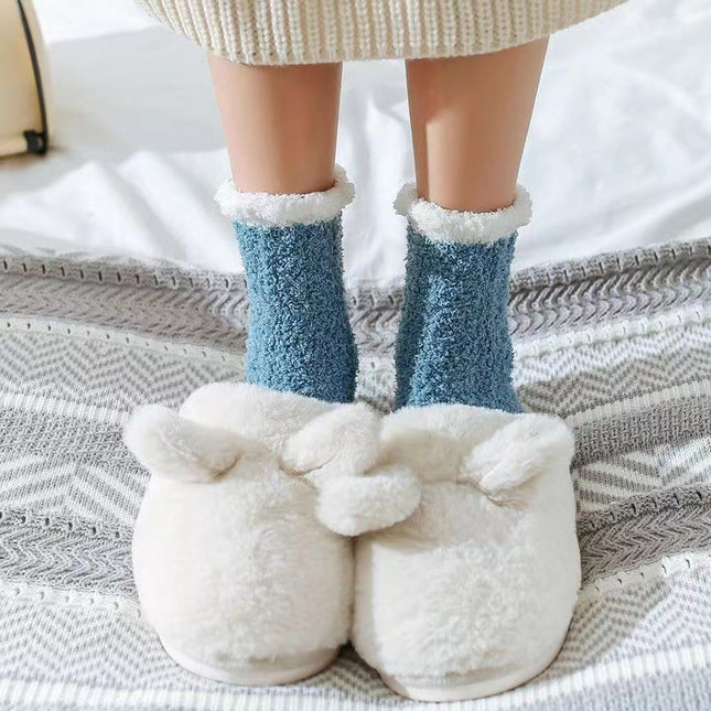 Winter Home Socks, Coral Fleece Socks for Women, Plush Thickened Postpartum Towel Socks, Maternity Floor Socks, Autumn and Winter Sleep Socks